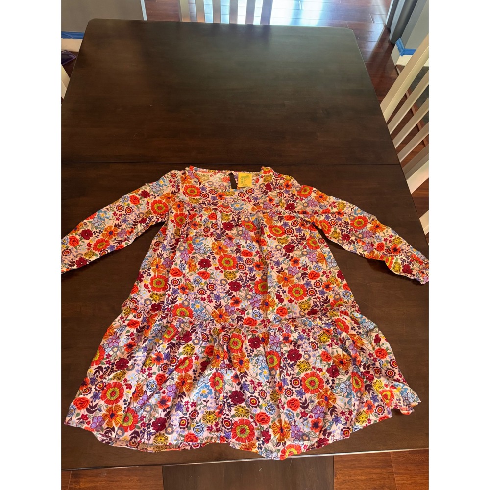 Thereabouts Girls Long Sleeve Floral Ruffle Tiered Dress Multi Color M 10/12